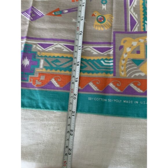 Vintage Wamcraft Bandana 50/50 Cotton Poly Southwest Turquoise Thunderbird USA - Picture 7 of 7